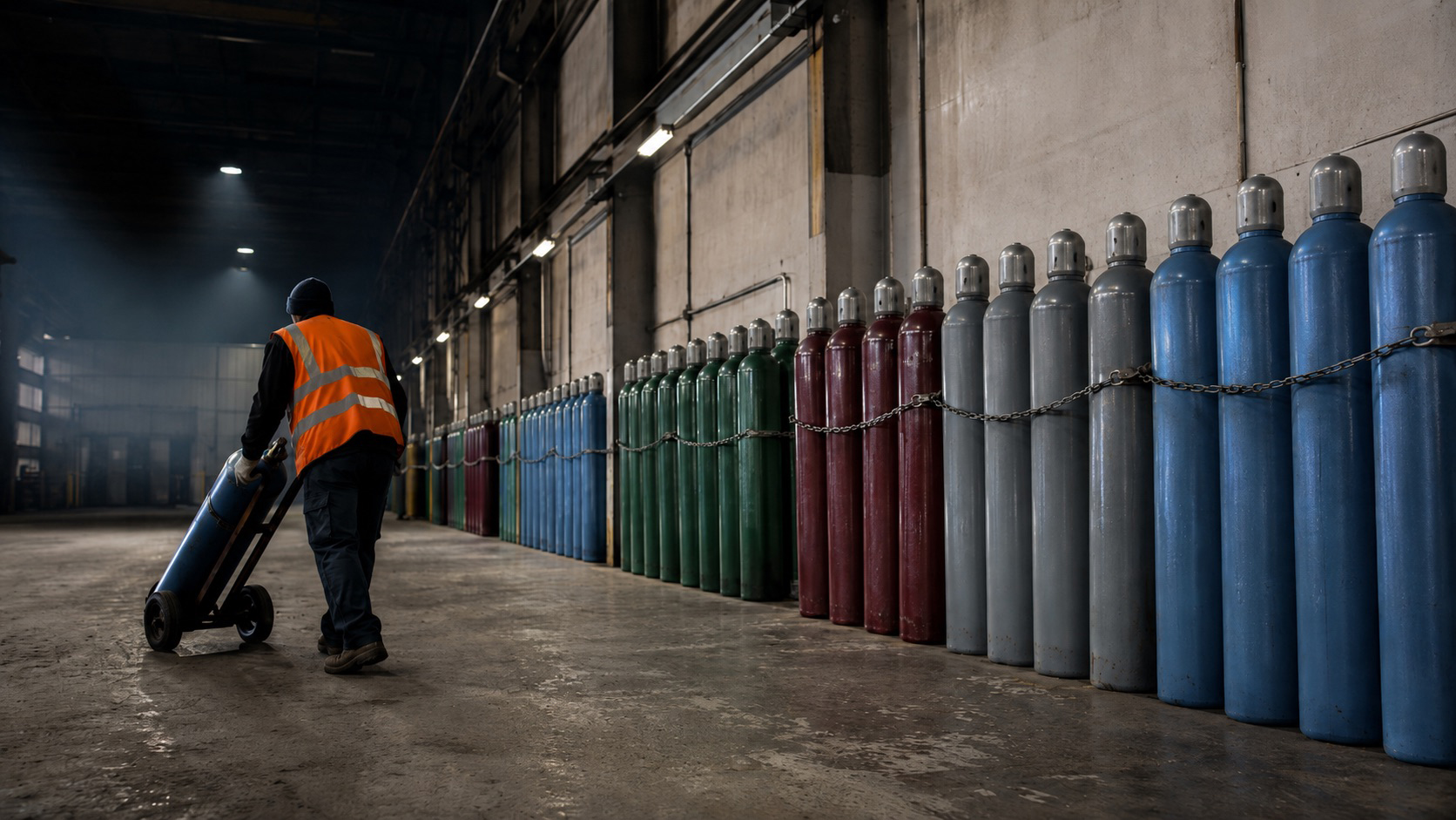 Cilindros de gas industrial en bodega OXILife